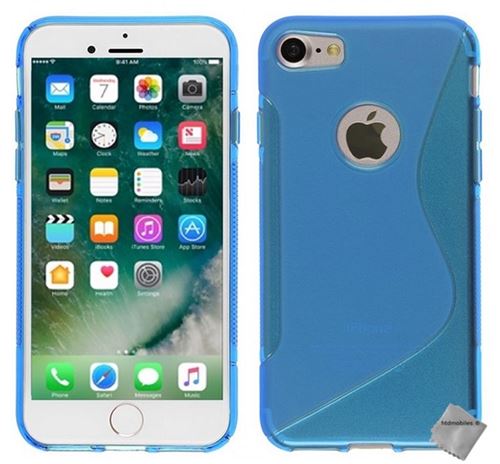 Coque silicone gel fine pour Apple iPhone SE (2020) avec verre trempe - BLEU