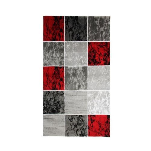 SUBWAY CUBE Tapis de salon en polypropylene - 80x150 cm - Rouge