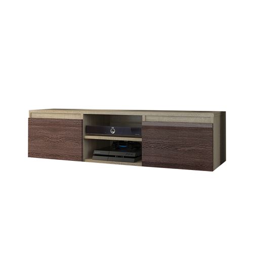 GOREME S1 | Meuble bas TV contemporain salon/séjour 120x40x36 | 2 niches 2 portes | Rangement moderne matériel audio/video/gaming | Sonoma/Wenge Gloss