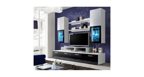 Meuble tv mural design mini 200cm noir & blanc
