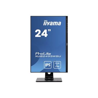 iiyama ProLite XUB2495WSU-B3 - Écran LED - 24.1&quot; - 1920 x 1200 Full HD (1080p) @ 60 Hz - IPS - 300 cd/m² - 1000:1 - 5 ms - HDMI, VGA, DisplayPort - haut-parleurs - noir mat - 1