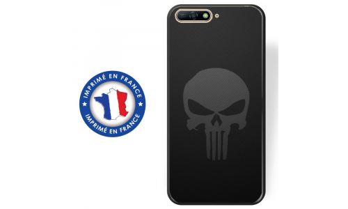 Coque souple pour Huawei Y6 (2018) avec impression Motifs tête de mort sur fond carbone