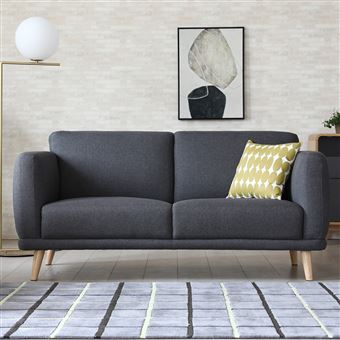 Agatha Gris Foncé Canapé Scandinave 3 Places Gris Foncé