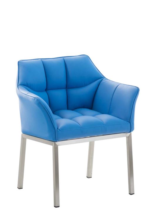 Chaise de salle à manger Octavia similicuir - Piètement en Acier inoxydable - Siège Bleu