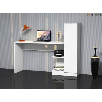 205 10 Sur Homemania Bureau Matilda Avec Bibliotheque Integree Avec Etageres Porte Pour Bureau Chambre Blanc En Bois 148 2 X 45 X 120 Cm Achat Prix Fnac