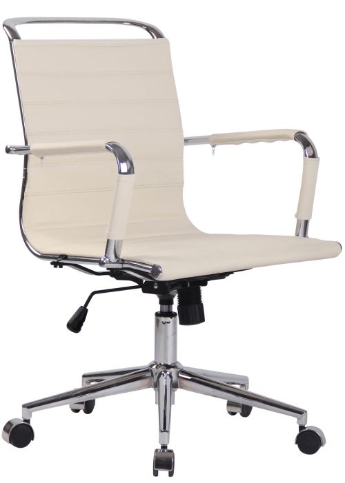 Chaise de Bureau Barton en véritable Cuir avec Design moderne et épuré - Hauteur Réglable Pivotant - Couleur Crème