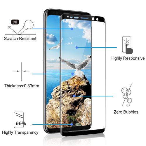 Cool Full 3D Protecteur d'écran en verre trempé noir pour Samsung