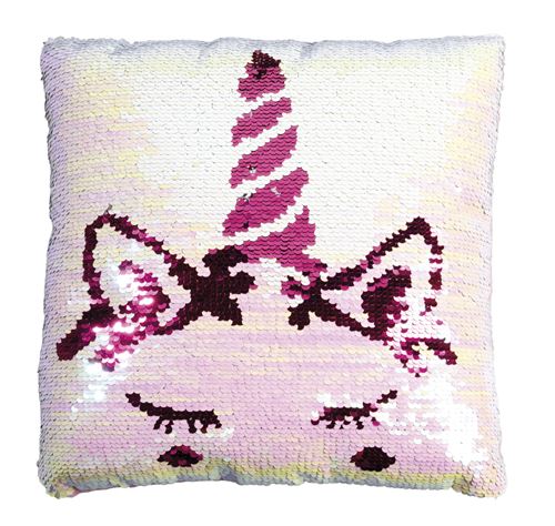 Totum coussin licorne paillettes polyester rose