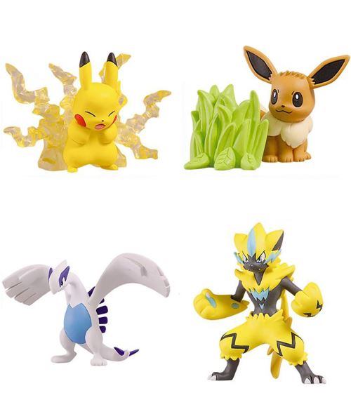 Bandai - Set De 4 Gashapon Pokemon - Capsule Act Movie 2018 4cm - 4904790865466