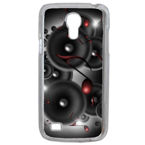 Coque Enceintes Note De Musique Rouge Compatible Samsung Galaxy S4 Mini Transparent