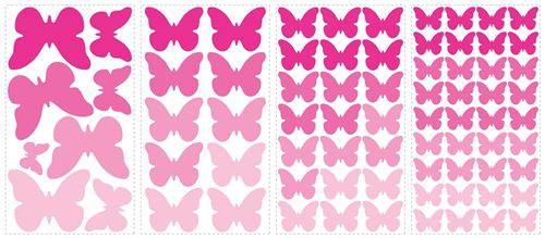 RoomMates stickers muraux Pink Butterflies vinyle 75 pièces