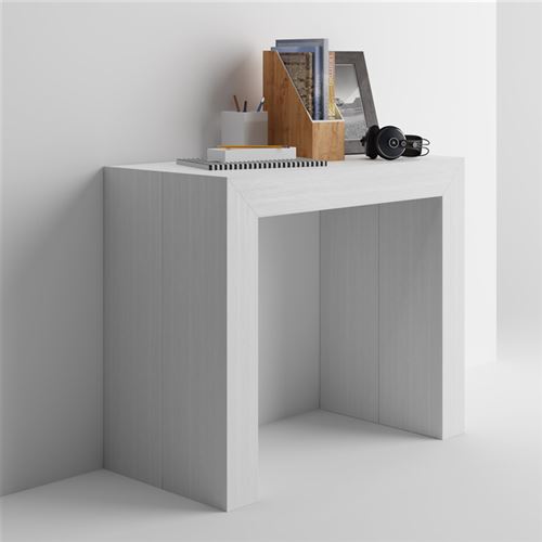 Mobilifiver Table Console extensible Angelica, Frêne Blanc, 45 x 90 x 76 cm, Mélaminé/Aluminium, Made in Italy