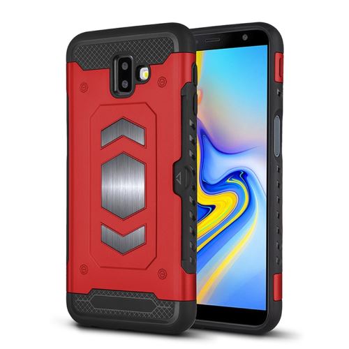 Coque en TPU combo avec porte-cartes rouge pour votre Samsung Galaxy J6 Plus