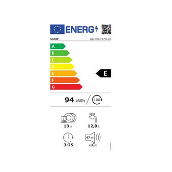 Lave-vaisselle pose libre SHARP 13 Couverts 59.8cm E, QWHX12F47ES
