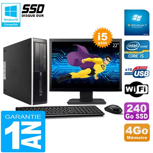 Pc hp compaq pro 6300 sff i5-2400 4go 240go ssd graveur dvd wifi w7 ecran 22' État correct - Hewlett-Packard reconditionné disponible sur Fnac