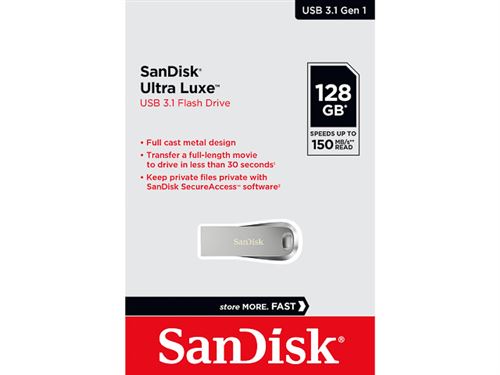 SanDisk Ultra Luxe Clé USB 128 GB argent SDCZ74-128G-G46 USB 3.1 (Gen 1)