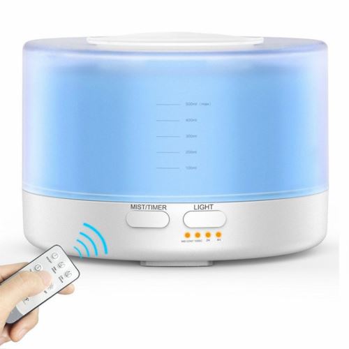 YOKULI - Humidificateur/Diffuseur 500ml LED avec Télécommande - Blanc