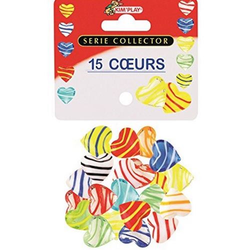 Jouet 15 Galets Forme Coeur Billes Plates Jeu