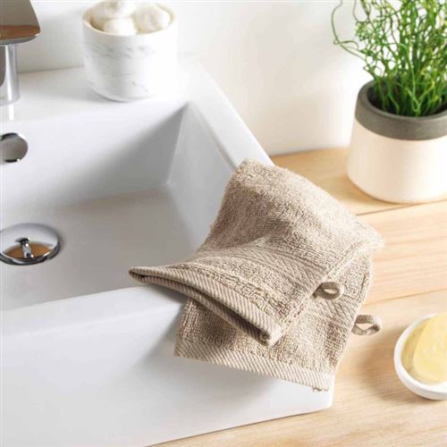 Paris Prix - Lot De 2 Gants De Toilette colors 15x21cm Taupe