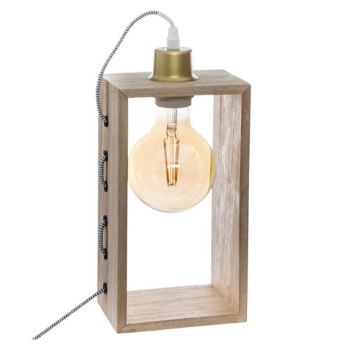 Atmosphera Beige Lampe À Poser Iwata En Bois - Image 3