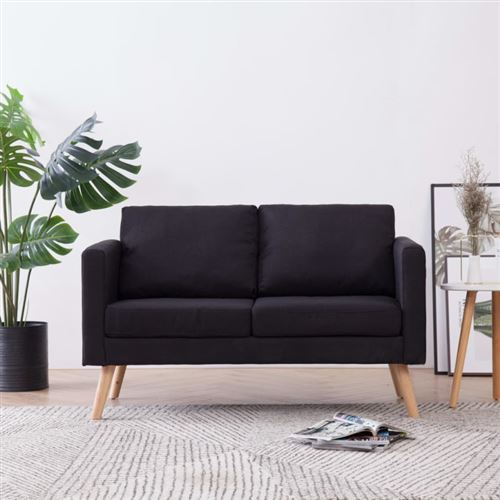 Vidaxl - Canap&eacute; &agrave; 2 places Tissu Noir Black