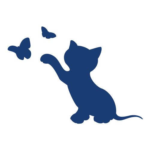 Sticker Interrupteur Chat Petit Papillon - Dimensions 8,6 x 7 Cm - Bleu Cobalt - Brillant - Adhésifs
