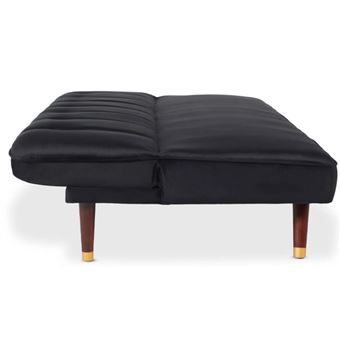 Canapé à 3 places avec repose-pieds Noir 180 cm Velours REO41439