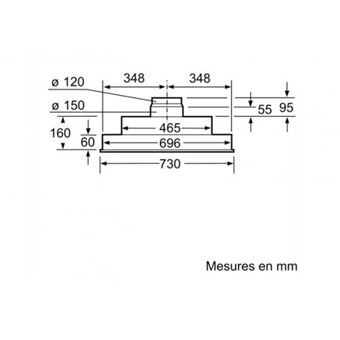 Neff N 30 D5855X1 - Hotte - groupe filtrant - Niche - largeur : 70 cm - profondeur : 35 cm - extraction et recirculation (avec kit de recirculation supplémentaire) - avec moteur interne - argent métallique
