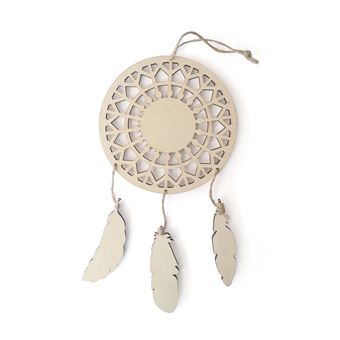 Attrape-rêves à customiser en bois - Plumes 12,5 x 23,5 cm - Graine Créative