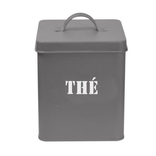 Frandis boîte a thé carrée en métal - 12 x 12 x 16,5 cm - gris mat 040228
