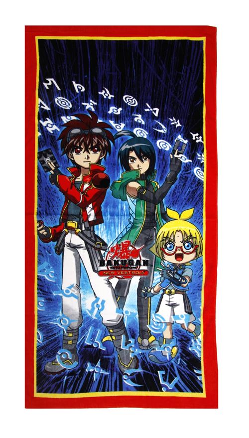 Bakugan serviette de bain microfibre 240 g/m² bleu/rouge 70 x 140 cm