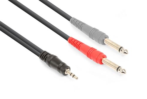 Vonyx Câble audio cordon jack 3,5 stéréo / 2 x jack 6,35 mono - 6m