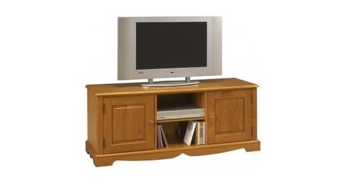 Meuble Banc TV Pin Miel de Style Anglais