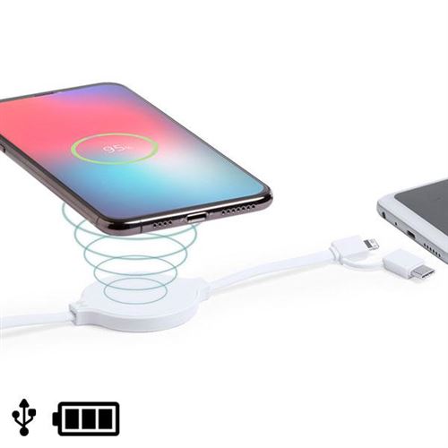 Câble USB avec chargeur sans fil USB-C et Lightning Blanc 146259