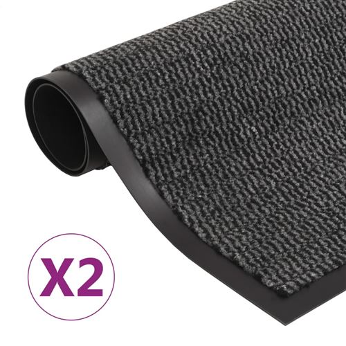 Vidaxl Anthracite Droogloopmatten 2 St Rechthoekig Getuft 60X90 Cm Antraciet3051605 - Image 1