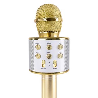 Microphone GENERIQUE Micro de karaoké Max KM01 2-en-1 : enceinte Bluetooth  & lecteur multimédia - Or
