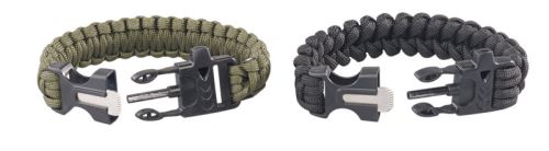 Semptec : 2 bracelets de survie avec sifflet, pierre à feu et couteau