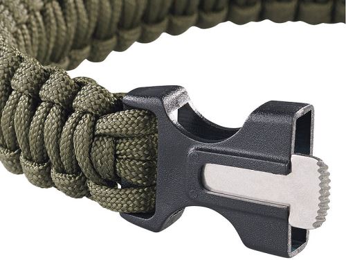 Bracelet Paracord couleur sable avec design de boussole, sifflet et