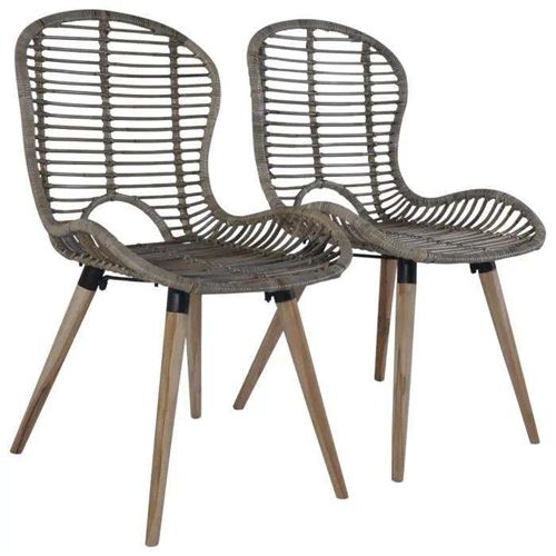 vidaXL Chaises empilables d'extérieur 2 pcs Rotin naturel Marron vidaXL Chaises empilables d'extérieur 2 pcs Rotin naturel Marron