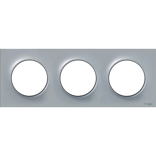 Schneider Electric Gris Plaque De Finition 3 Postes Horizontale/Verticale - Odace - Schneider - Image 1