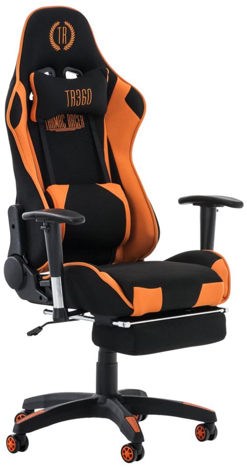 Fauteuil de bureau Turbo XL en similicuir , Noir / Orange/Tissu