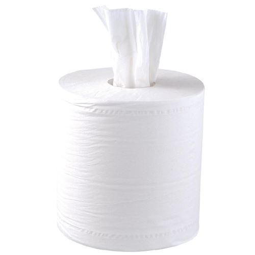 Essuie-Mains Blanc 2 Plis à Dévidage Central Contact Alimentaire - x 6 - Jantex - - Papier x180mm