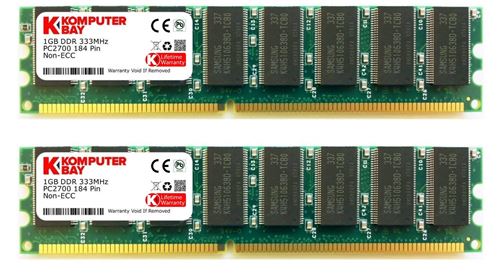 Komputerbay 2Go (2 X 1Go) DDR DIMM (184 PIN) 333Mhz DDR333 PC2700 mémoire d'ordinateur portable