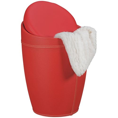 Skyport GmbH Amstyle Lucy Tabouret avec rangement Cuir synthétique Couvercle amovible Rouge