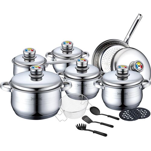 Royalty Line Rl-1802 Batterie De Cuisine En Acier Inoxydable Et Divers Ustensiles