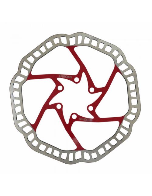 Newton - Disque de frein VTT - 6 trous - 180mm - Argent Rouge - Image 4