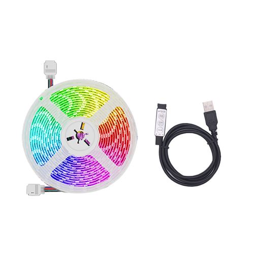 Bande lumineuse LED avec lumière multicolore USB 5050 RGB flexible（Pas étanche） Blanc K72