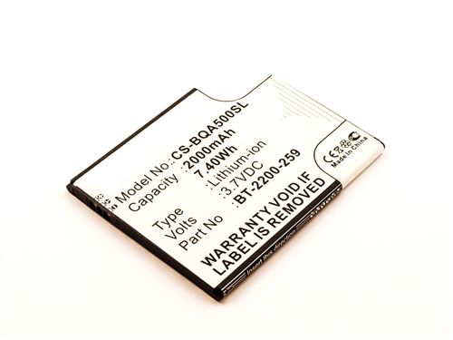 Battery BQ Aquaris 5.0, Li-ion, 3,7V, 2000mAh, 7,4Wh