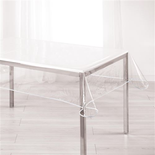Nappe cristal rectangle 140 x 240 cm pvc uni 15/100e garden/biais Blanc