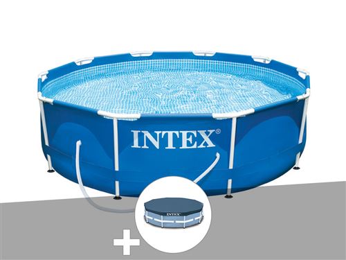 Pack piscine tubulaire Intex Metal Frame ronde 3,05 x 0,76 m + Bâche de protection